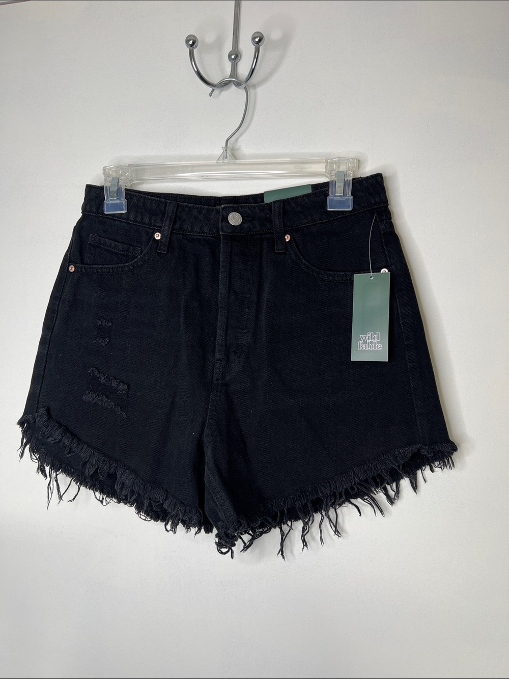 Wild Fable Black Frayed Hem High-Rise Denim Shorts